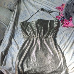 Gold Glitter Short Dress 