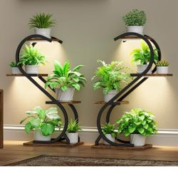 LATIBELL Plant Stand Indoor with Grow Light, 4 Tiered Metal Plant Shelf indoor, 29'' Plant Stands for Indoor Plants Multiple, Flower Stands for Indoor
