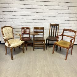 Vintage Refurbish Lot 5 Wood Chairs