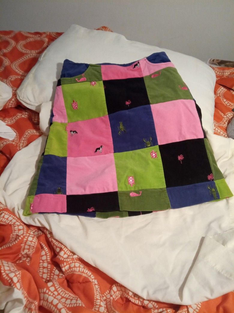 Lilly Pulitzer Size 2 Vintage Corduroy Patch Skirt
