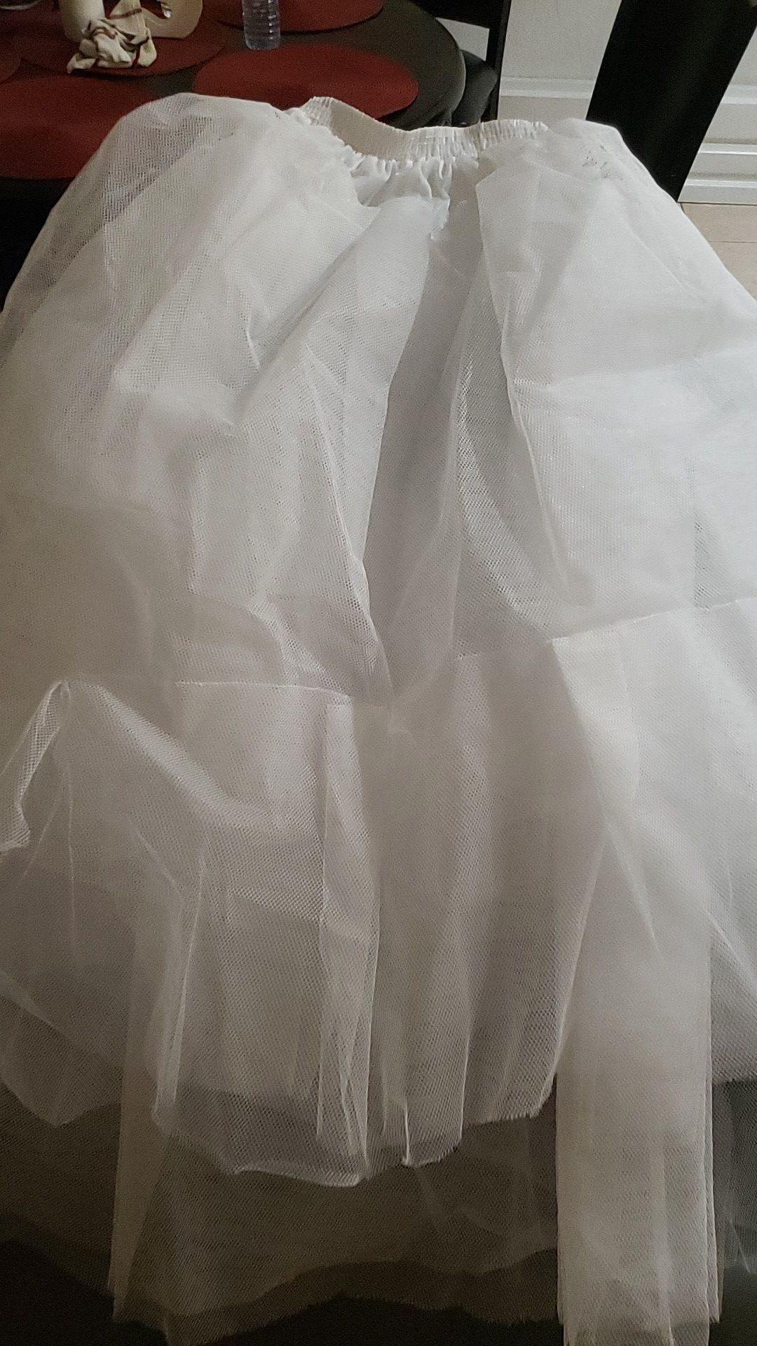 White taffeta petticoat for formal ballroom length dress