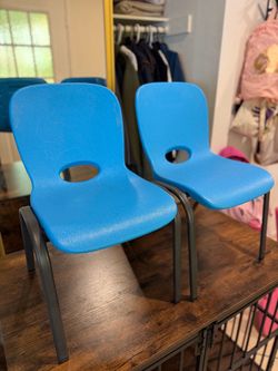 Blue Kids Plastic Stackable Chairs Set of 2