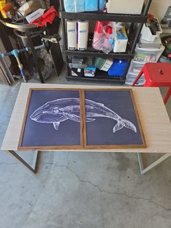 2 Canvas Whale Art