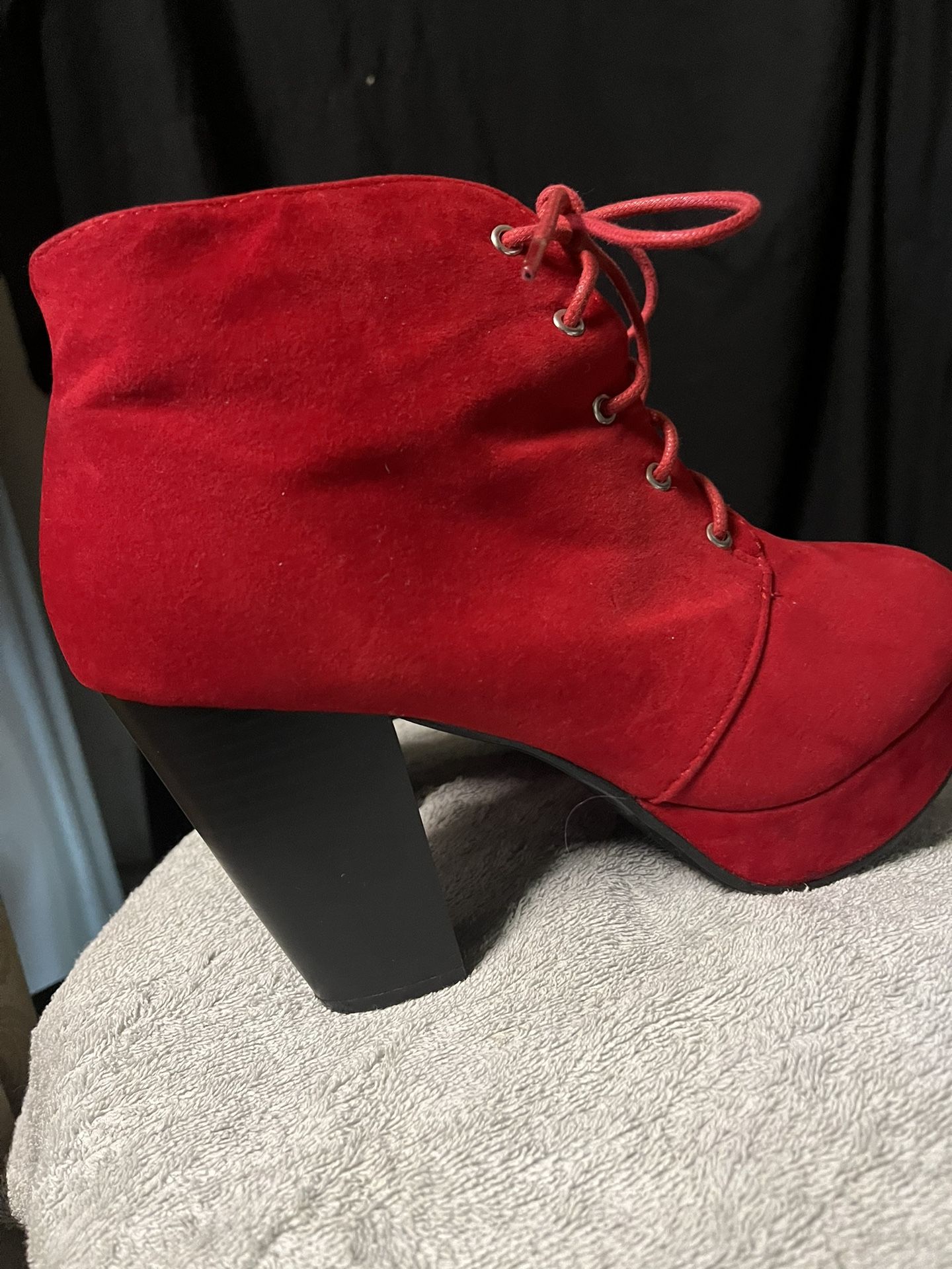 Red Suede Ankle Boots 