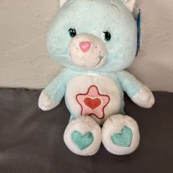 2003 Play Along Care Bear Cousin Proud Heart Cat 9" Blue Plush Stuffed Animal