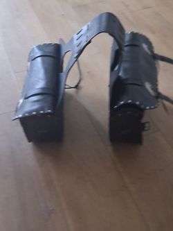 Black Leather Motorcycle Saddlebags