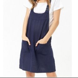 Forever 21 Dark Blue Overall Dress, Size L