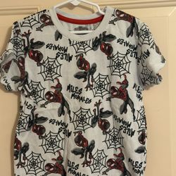 Marvel Spider-Man Miles Morales Boys T-Shirt White Web Design Graphic Tee Size 6