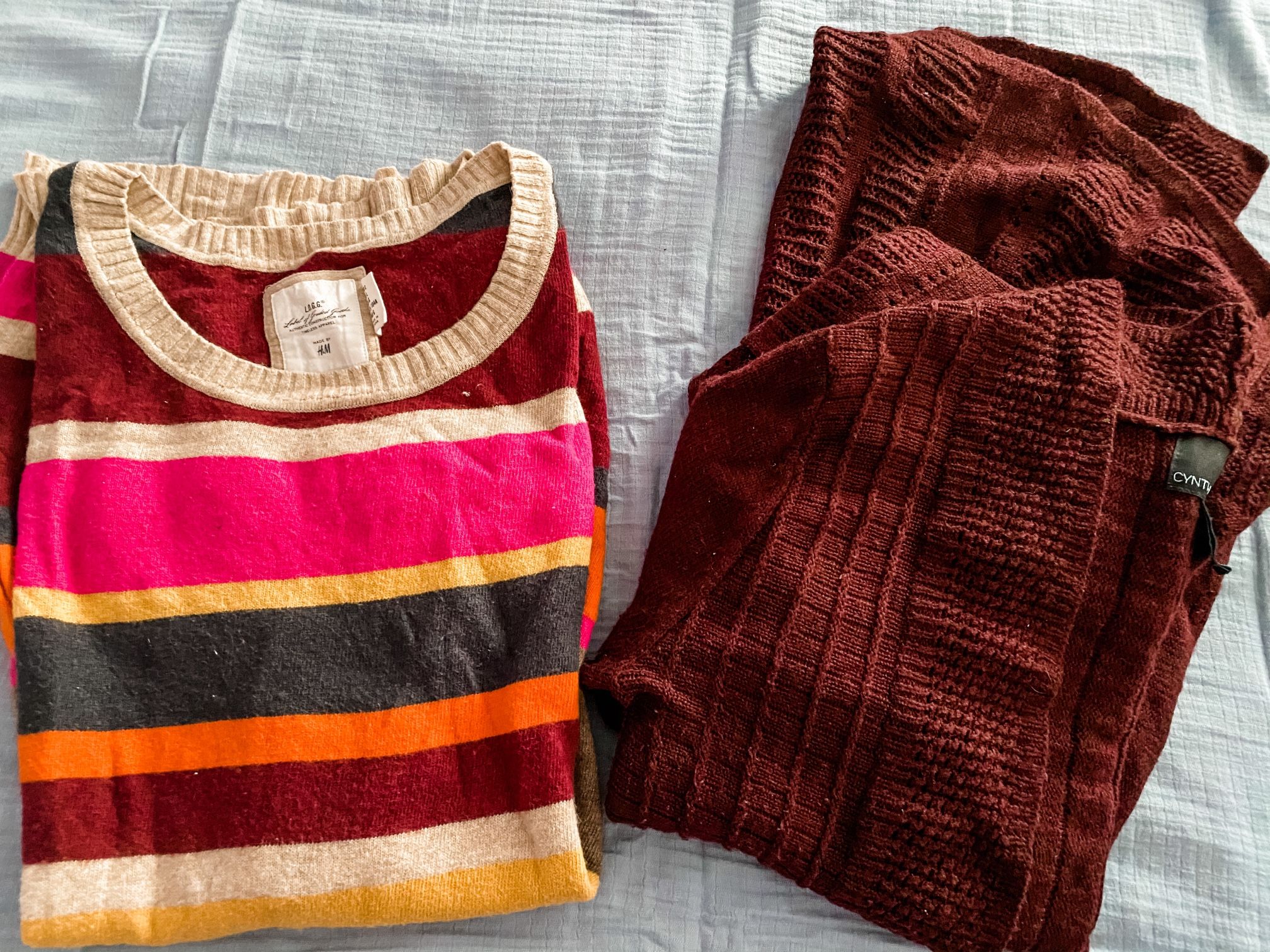 Women’s H&M Tunic Sweater And Cynthia Rowley Burgundy Cardigan