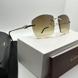 Cartier Little C 24K Gold/Brown Hennessy Wire Buffs Glasses