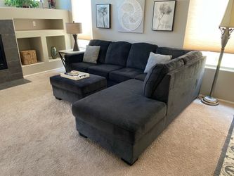 Like new cloth sofa with chaise and ottoman