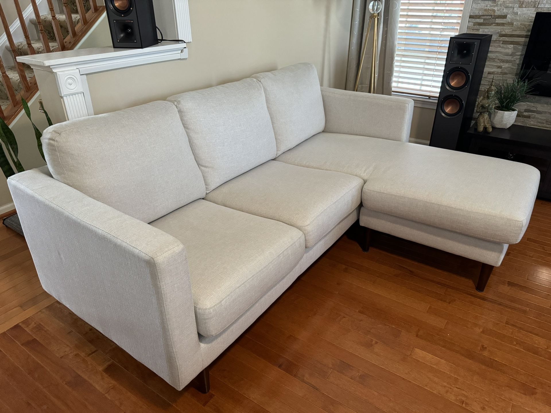 Rivet Revolve Modern Upholstered Sofa with Reversible Sectional Chaise