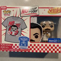 Yev Kassem Funko Pop & XL Shirt *MINT SEALED* Walmart Exclusive No Soup For You Seinfeld 1089 with protector Tee Extra Large Television Soup Nazi