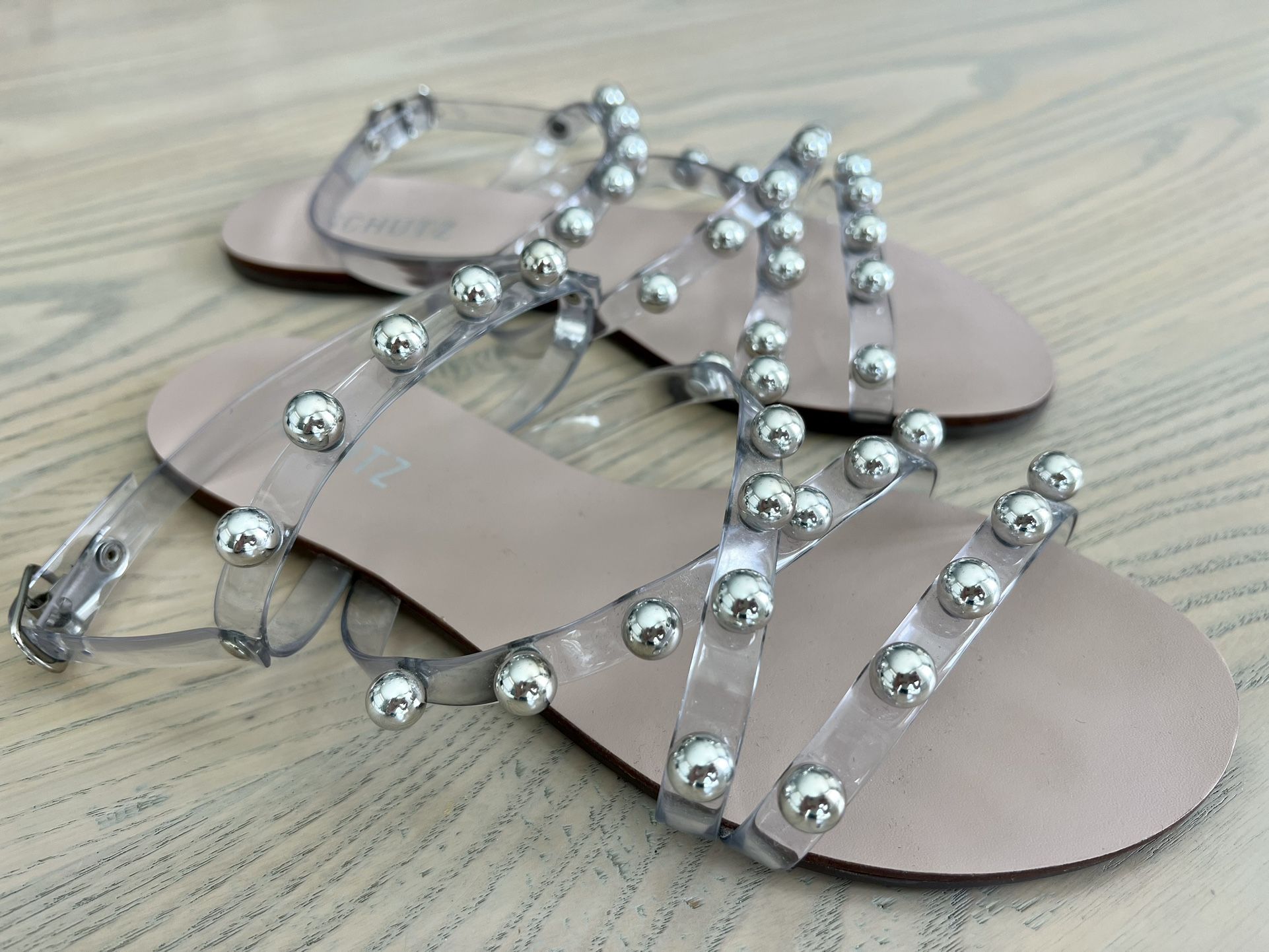 Schutz Women’s Studded Flat Pool Sandal, Sz 7