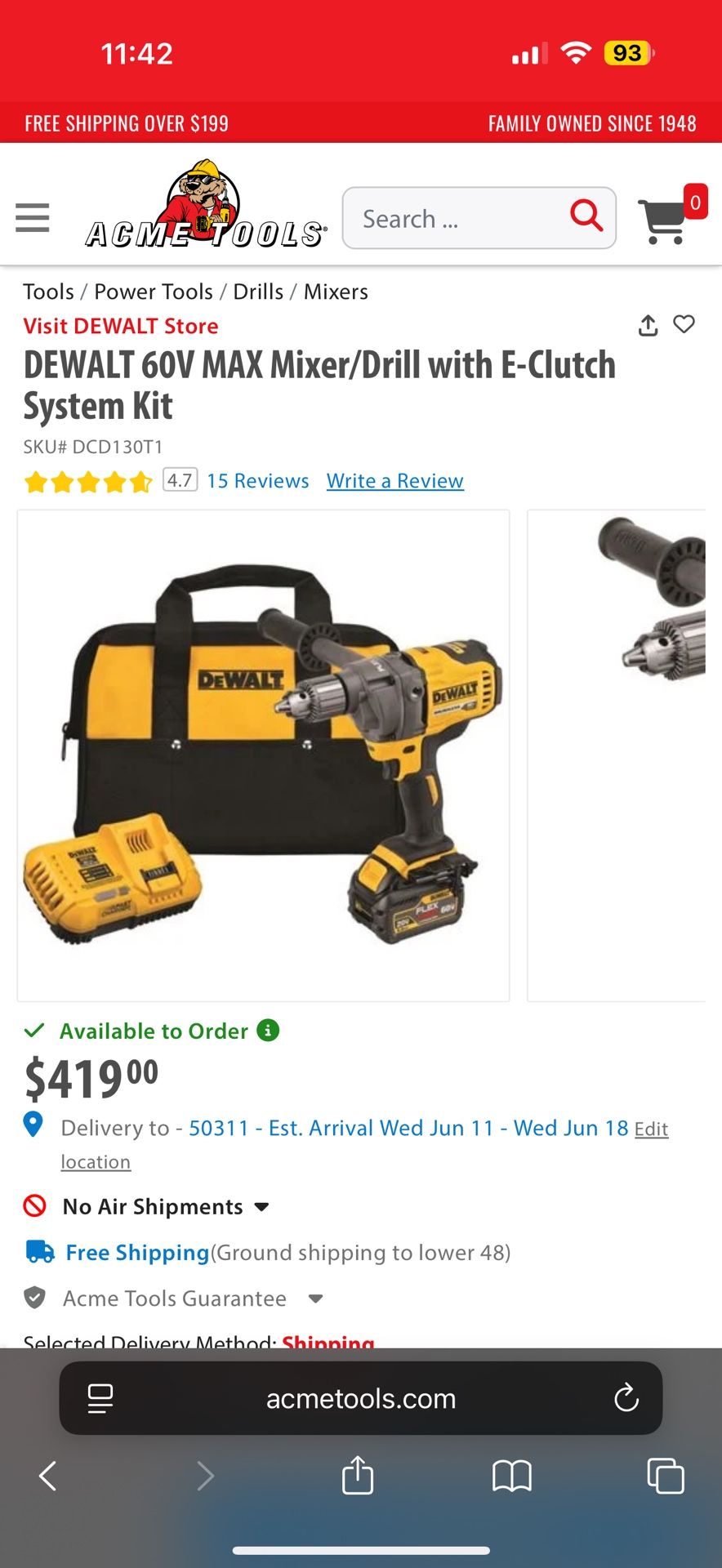 Dewalt 60V Mixer Drill
