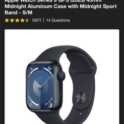 Apple Watch Series 9 GPS (2023) 45mm Midnight Aluminum Case with Midnight Sport Band - S/M