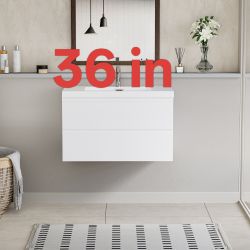 36" Floating Bathroom Vanity with Sink, Modern Wall-Mounted Bathroom Storage Vanity Cabinet with Resin Top Basin and Drawers