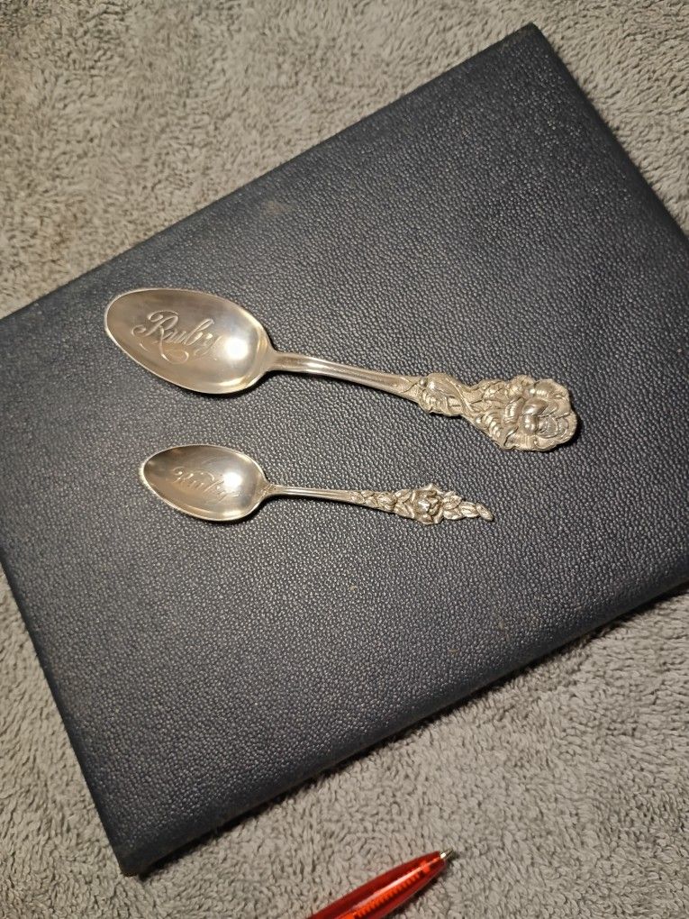 Antique Sterling Silver Spoons w/ "Ruby" Engraved In Bowl