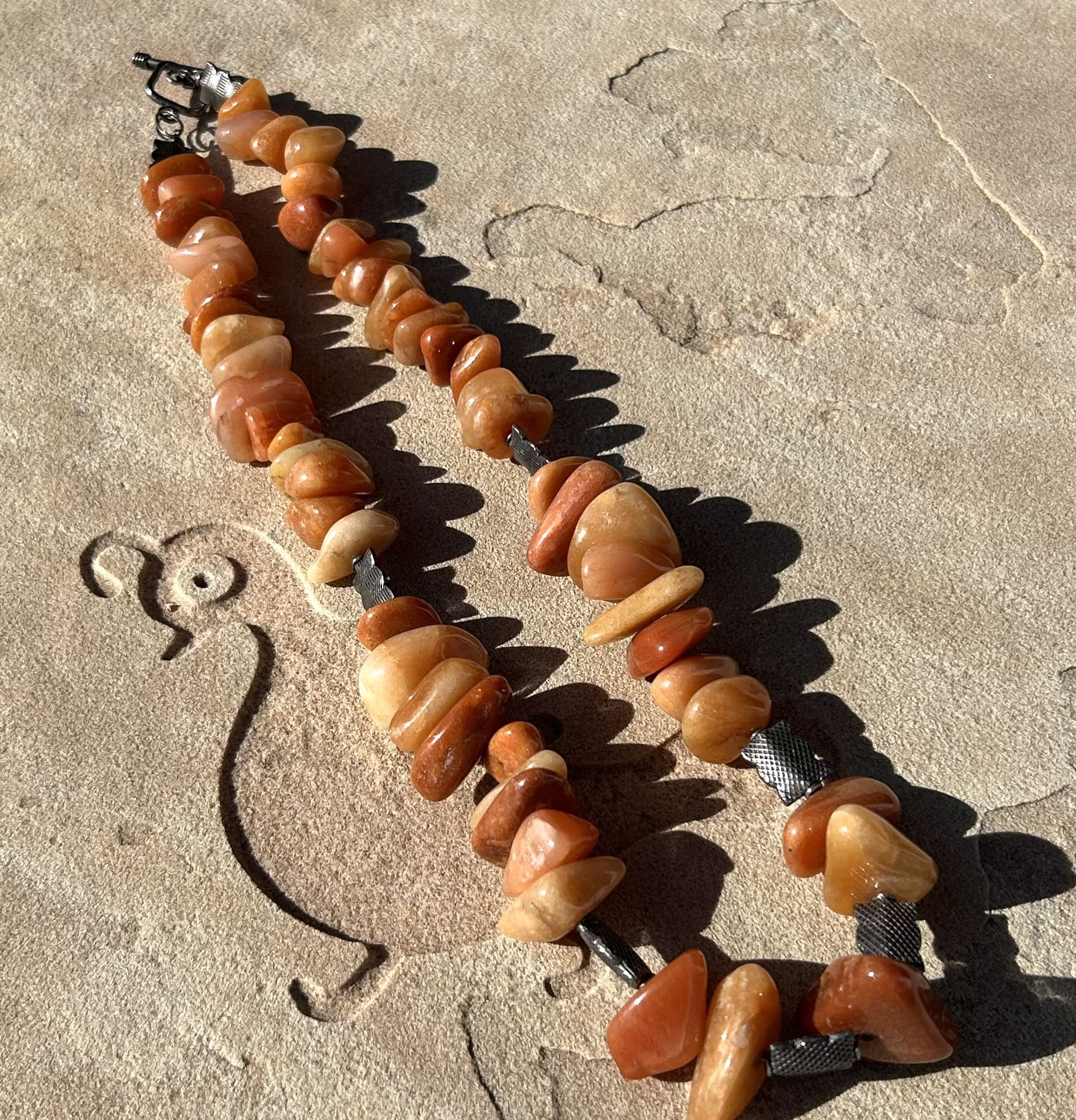 sterling silver natural agate gemstone necklace