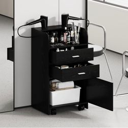 Salon Station for Hair Stylist, Salon Station Cart with Wheels
Black Beauty Barber Station,Mobile Organizer for Salon, Spa, Barbershop, Nail & Beauty