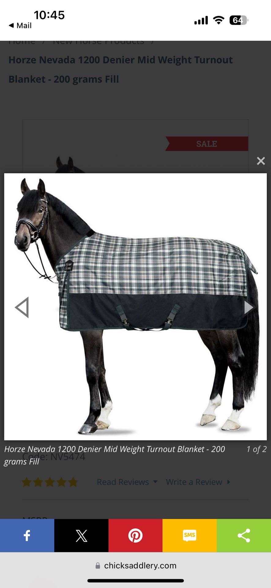 Horse Blanket 1200D 200gm Fill 84” 