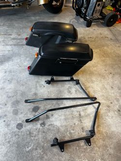 Hard Bags, Brackets, and keys for a Harley Davidson soft tail