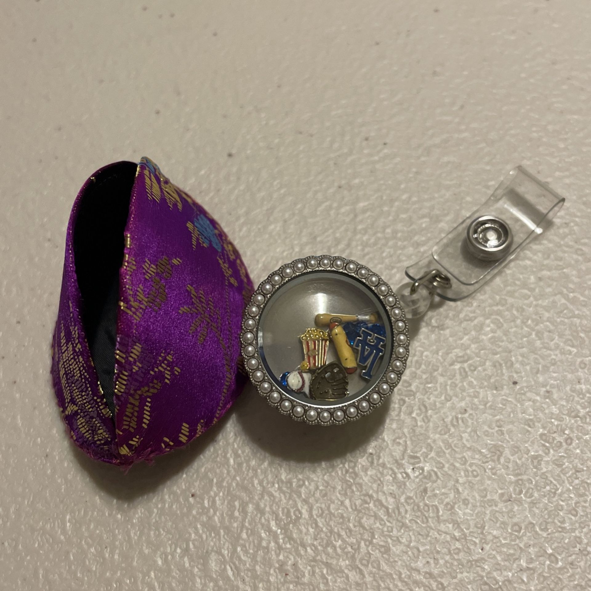 LA Dodgers Locket Charm Badge Holder