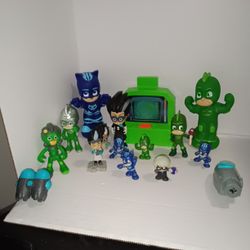 PJ Masks Figures Lot of 13, Catboy, Gekko, Villains, 2 Accessories 