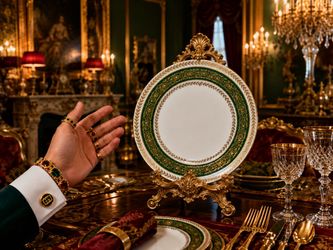 c. 1900 France T&V Tressemann & Vogt Limoges Antique Porcelain Dinner Plate GOLD REAL GILT Fine Art Original Vintage Burley Co Chicago Green HILLCREST