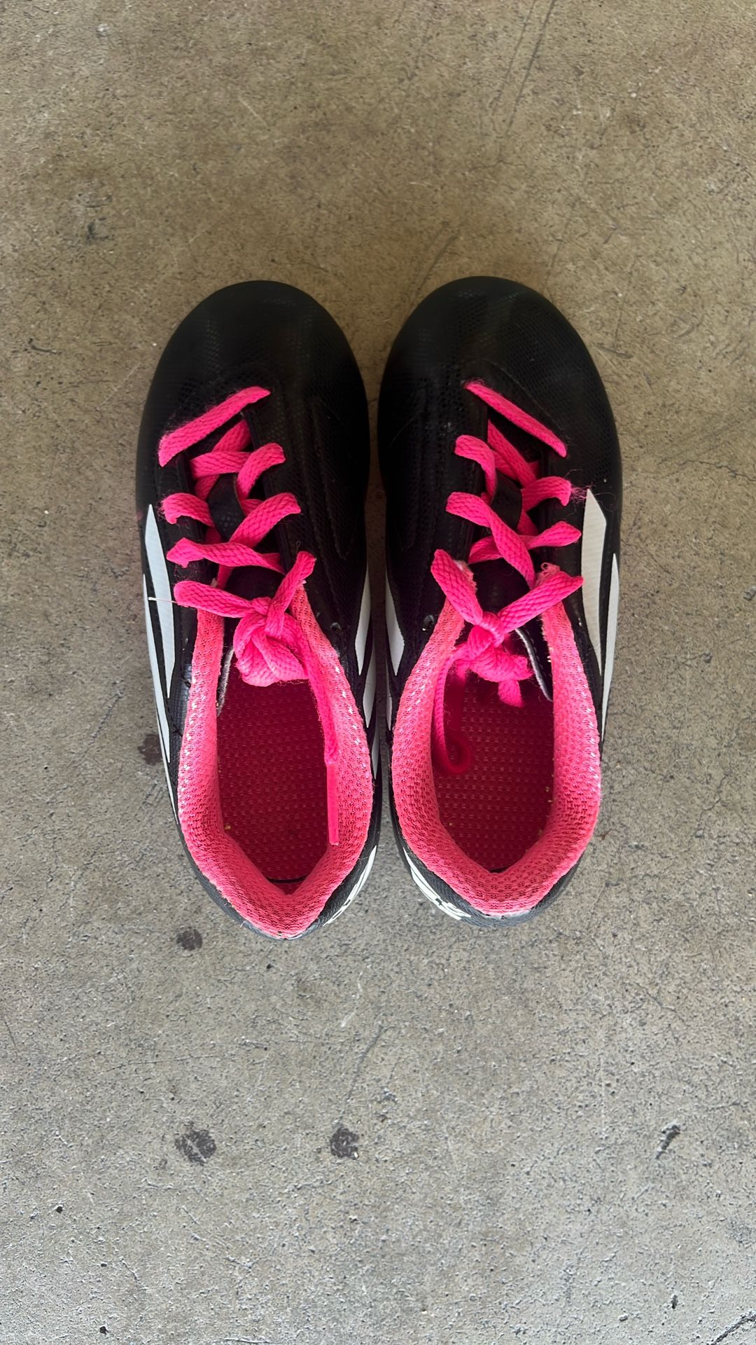 Girls, pink and black Adidas soccer cleats size 12 youth