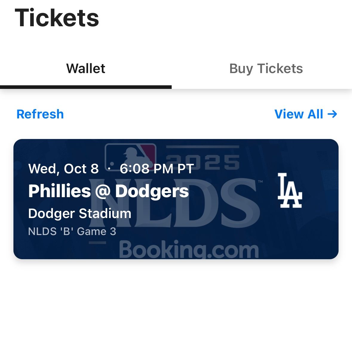 10/08 Dodgers Vs Phillies Tickets For Sale NLDS Game 3 (3 Tickets)