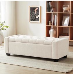 Tufted Upholstered Storage Ottoman Bench