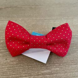 Red Polls Dot Christmas Pet Bow Tied