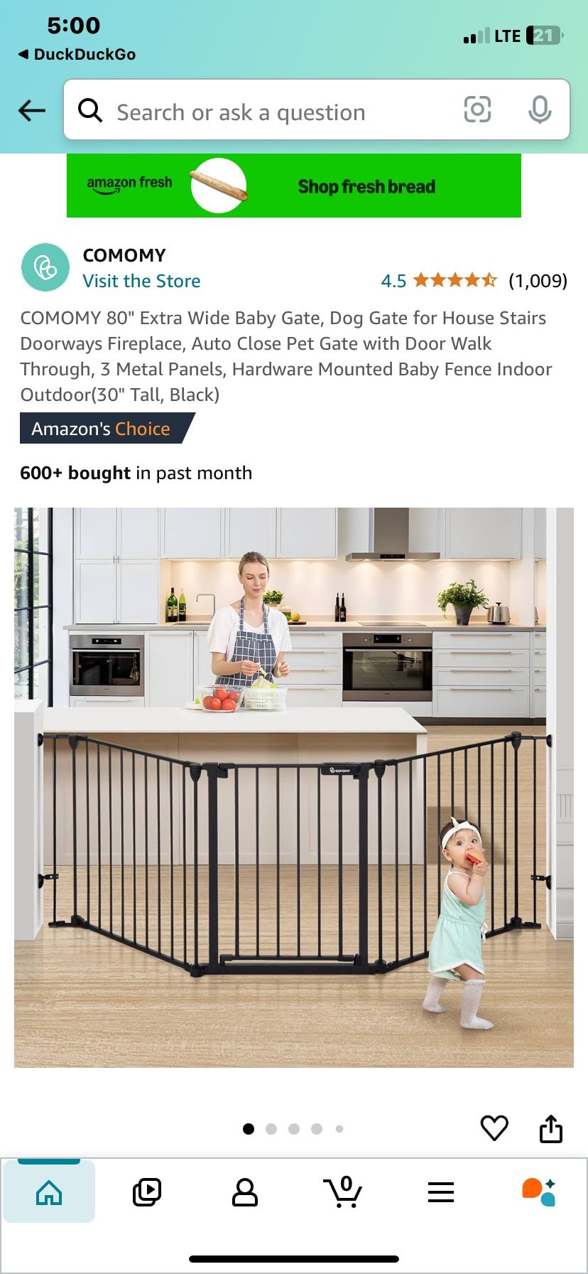 COMOMY 80" Extra Wide Baby Gate, Dog Gate Auto Close Pet Gate 3 Metal Panels 30” H NEW