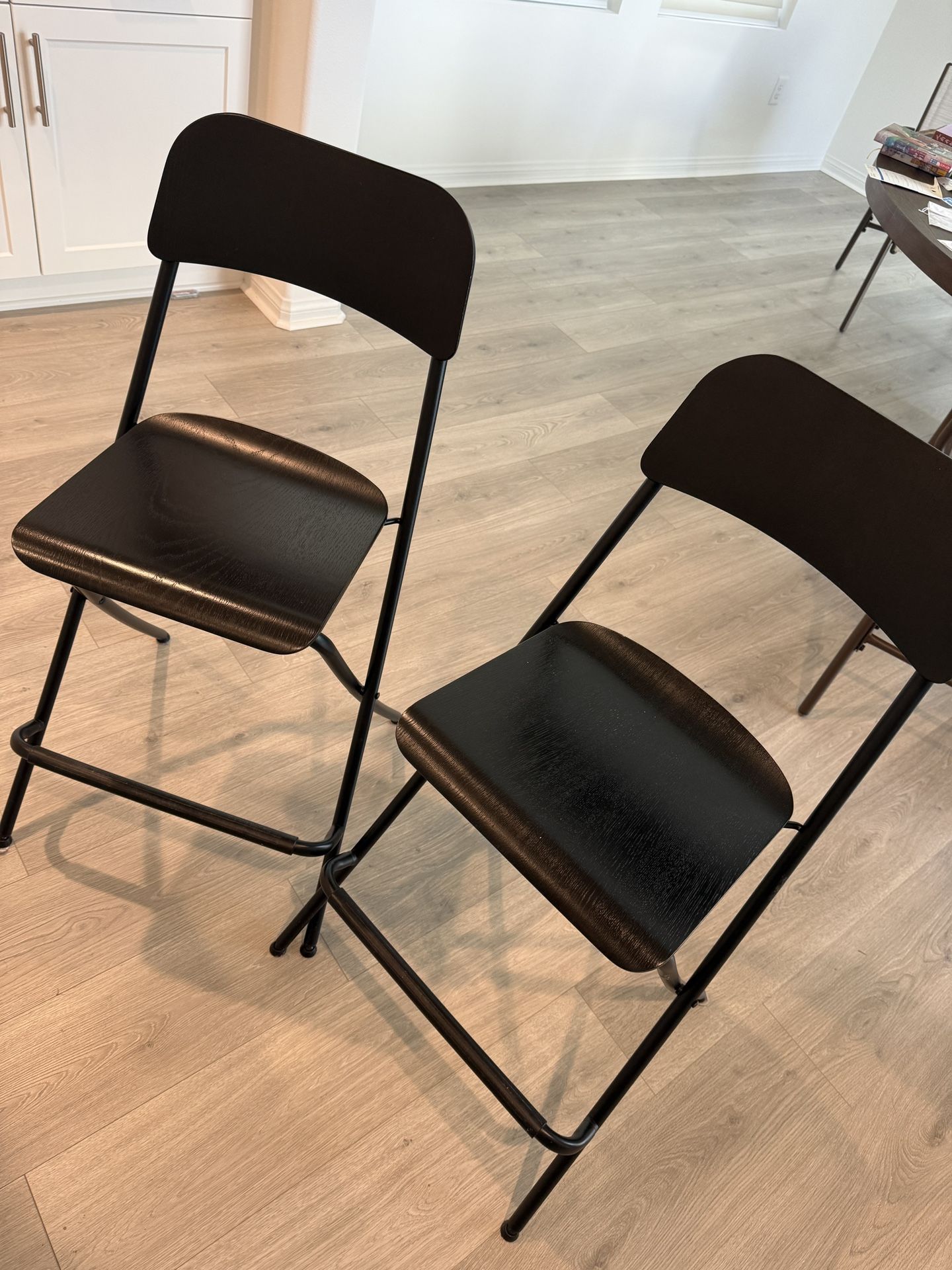 Ikea Bar stool with backrest, foldable, counter height black/black, 24 3/4 "