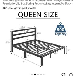 Queen Sized Metal Bed Frame - Will Update Photo