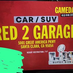 Super Bowl Game Day Red 2 Garage Parking Ticket