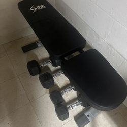 Adjustable Weigh Bench with 2 Dumbbell Sets