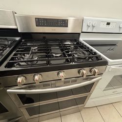 Stainless Steel Samsung 5 Burner Double Oven Gas Stove