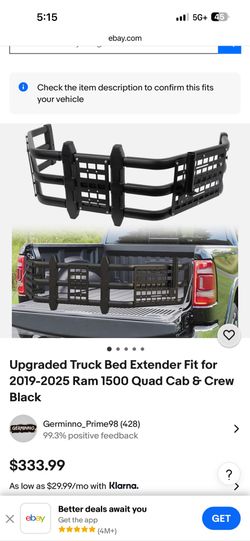 Upgraded Truck Bed Extender Fit for 2019-2025 Ram 1500 Quad Cab & Crew Black