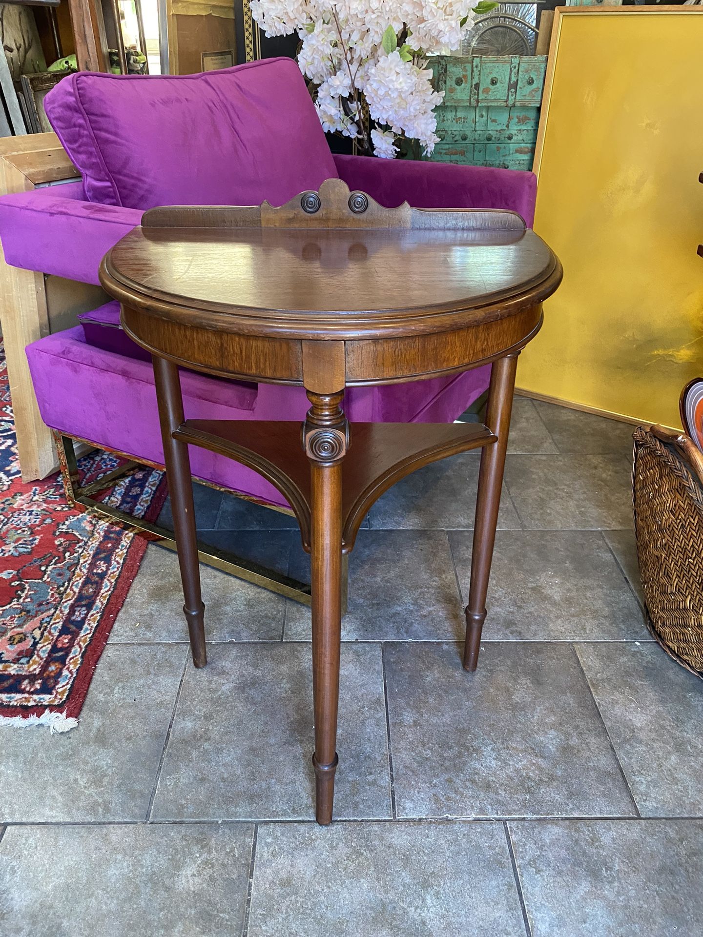 Antique Half Moon Side Table 