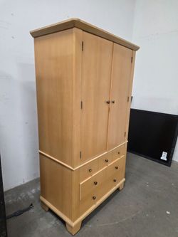 Light Wood Armoire with Drawers