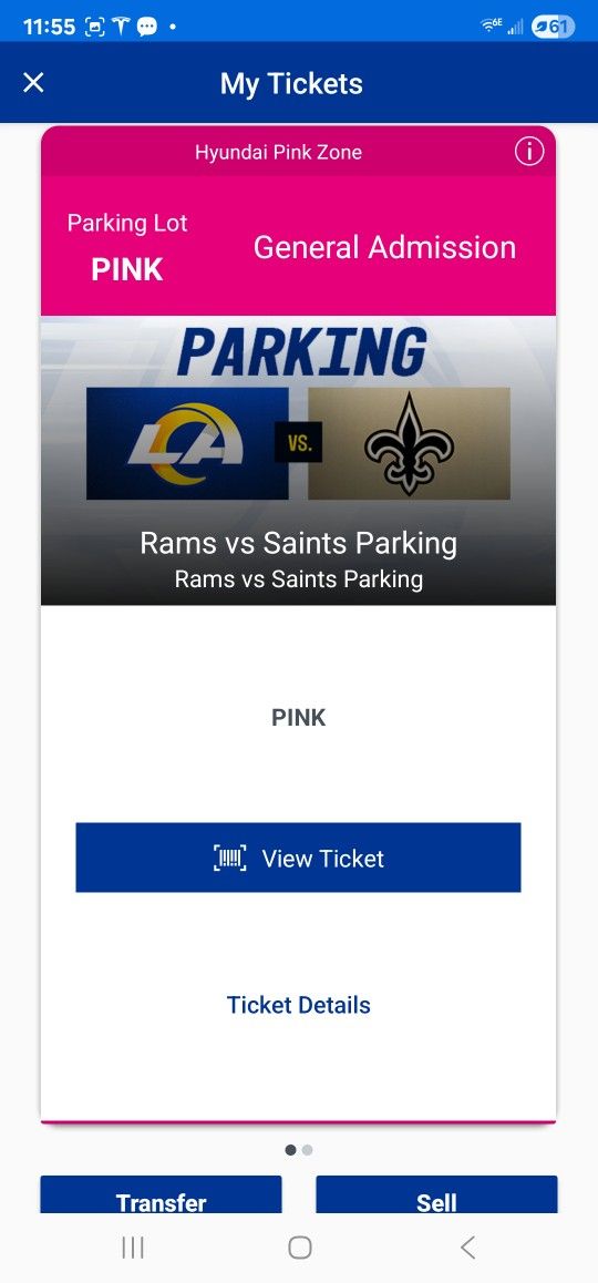 LA RAMS VS SAINTS– PINK/TAILGATE PARKING, SUN. NOV. 2ND