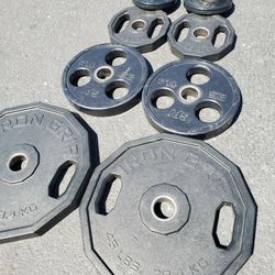 Iron Grip Olympic Plates Urethane Weights Gym Weight Set 