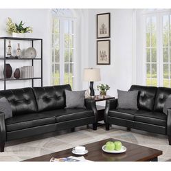 Black Sofa And love Seat Set (Free Delivery)