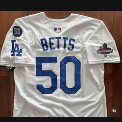 White Los Angeles Dodgers Mookie Betts Jersey Stitch World Series Fernando Patch