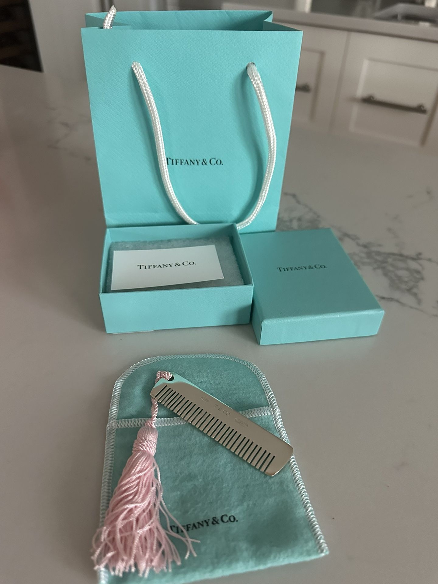Tiffany & Co Bath, Skin & Hair | Tiffany & Co 1837 Baby Girl Comb With Pink Tassel In Sterling Silver | Color: Pink/Silver