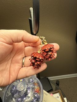 Handmade Red Pinecone Earrings