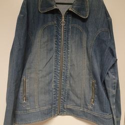 Women's Blue Denim Jacket, Size 2X