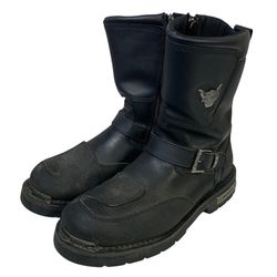 Harley Davidson Mens Size 11 Black Leather Motorcycle Side Zip Shift Boots